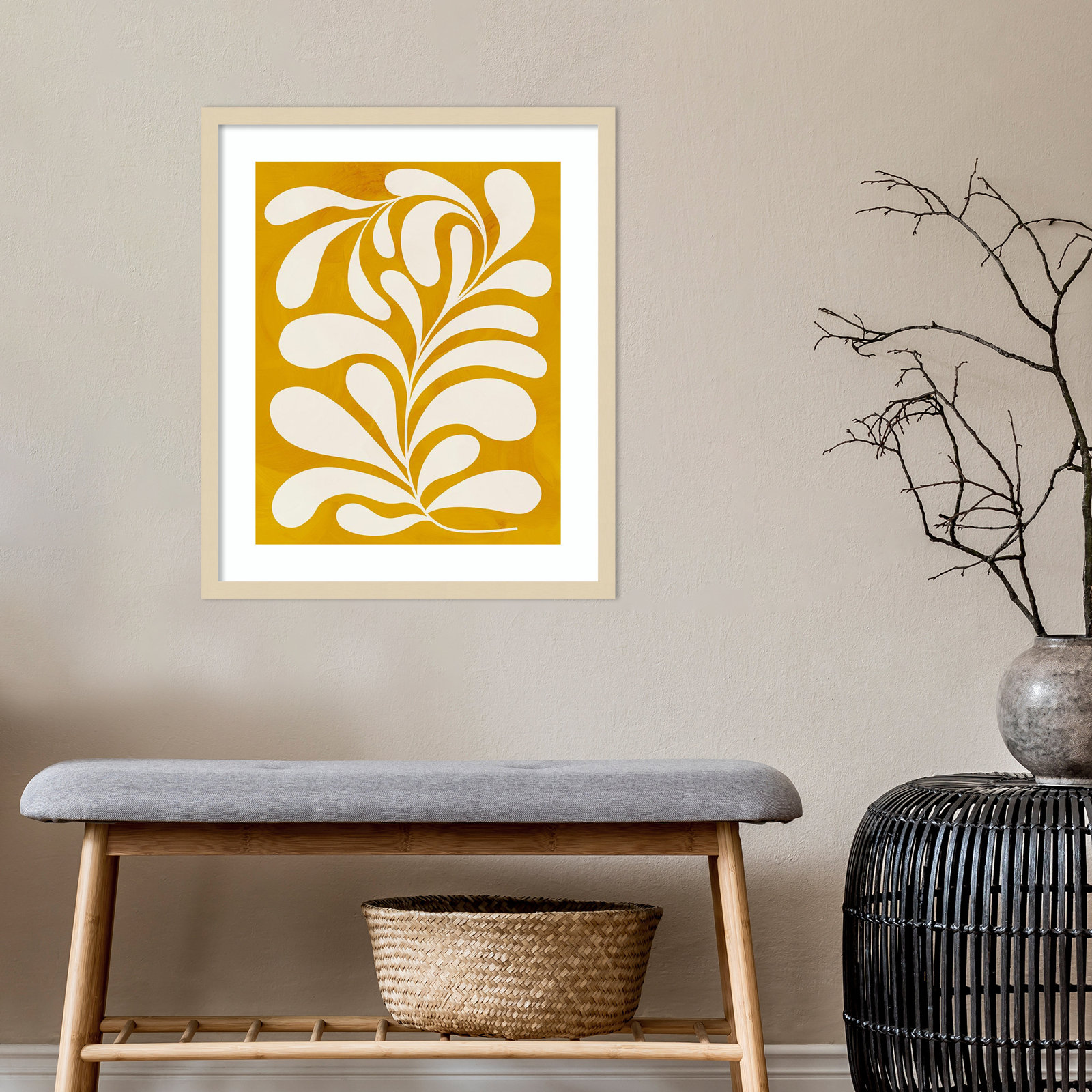 Lomi "Goldenrod I" Print by Grace Popp, Natural, 25" H x 21" W x 1" D