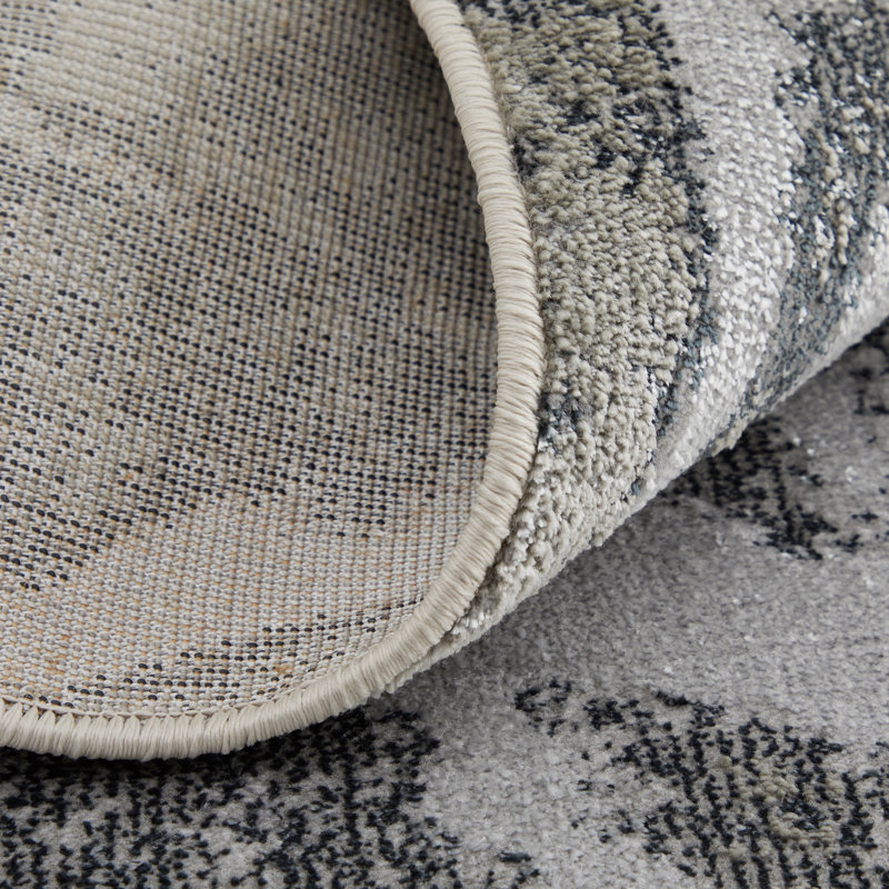 Oria Industrial Abstract Polyester/Polypropylene Area Rug, Rectangle 3'11" x 6'
