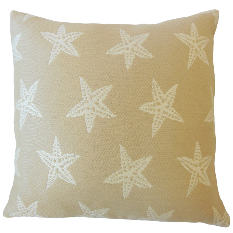 Wilf Geometric Feather Reversible Throw Pillow, 24" x 24", Sand