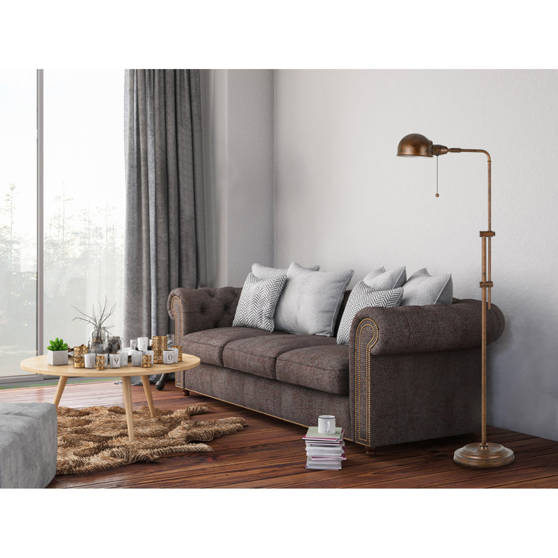 60W Croby Adjustable Height Pharmacy Floor Lamp in Rust