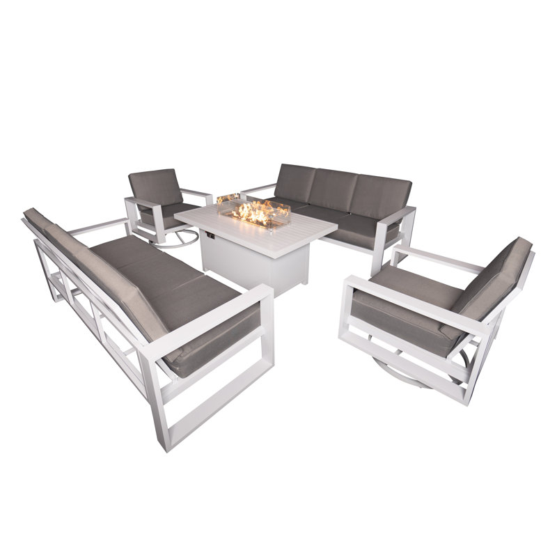 Ensemble repas extérieur pour 8 personnes Makensi, H 25,2 po x L 55,11 po x l 33,46 po