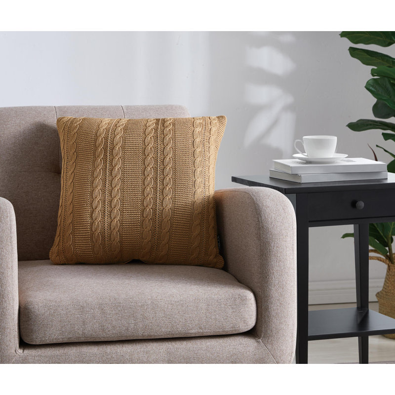 Dublin 18" x 18" Cable Knit Rectangular Decorative Pillow, Camel