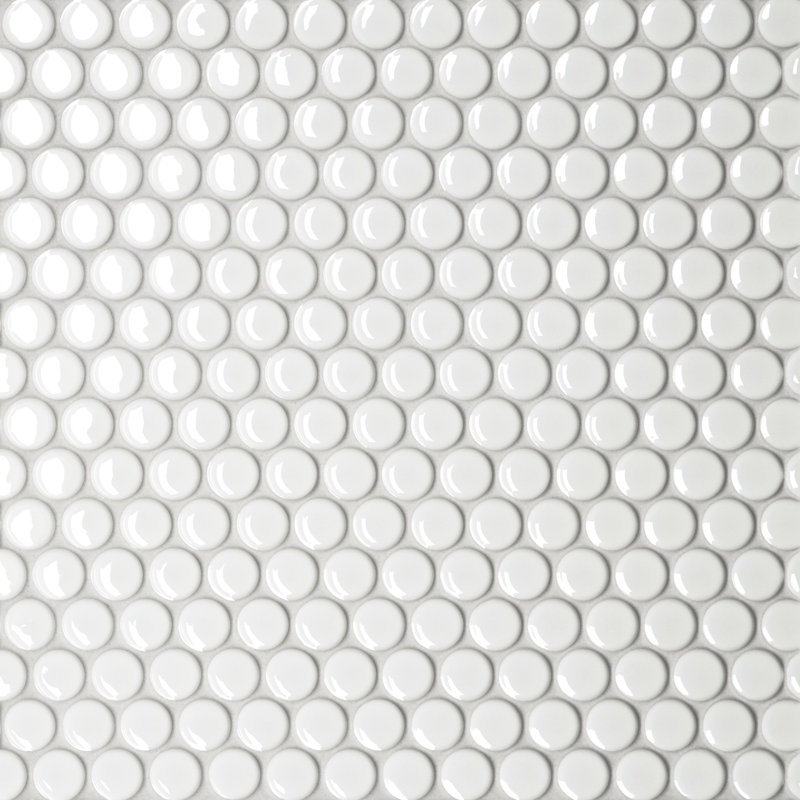 Le Cafe 3/4" x 3/4" Circle Glossy Porcelain Mosaic Tile, White