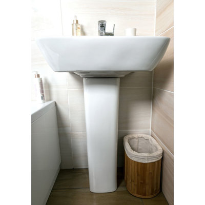  Ceramic Rectangular Full Pedestal Basin