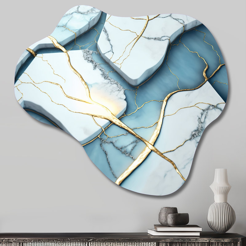 Abstract Geode White II - Asymmetrical Abstract Marble Metal Wall Art, Cloud Metal Wall Sculpture Print, 25" H x 28" W x 1" D