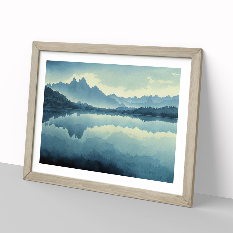 Forest Lake Vol.2 - Single Picture Frame Print, 46cm H x 64cm W x 2cm D, Oak Framed