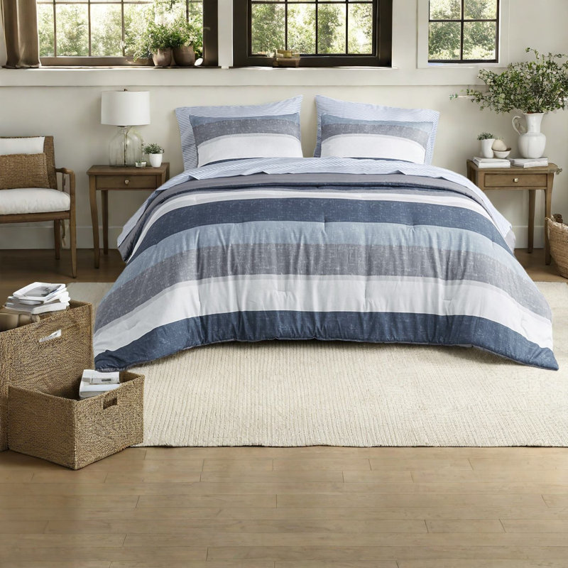 Ensembles de literie complets, double en polyester, rayures modernes, maison de chambre à coucher