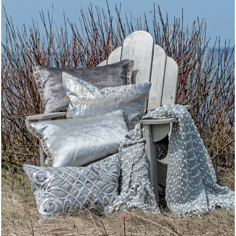 Coussin lombaire velours Karle, Gris