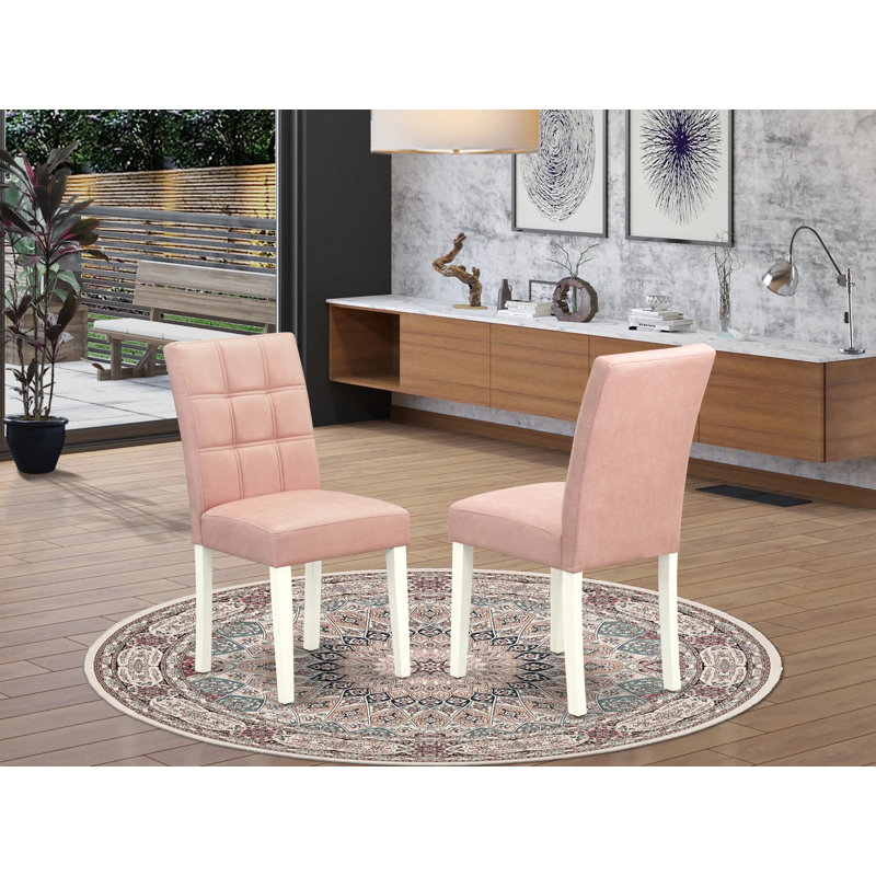 Ensemble de 2 chaises Amelius Parsons Modern, Blanc, Similicuir beige / rouge