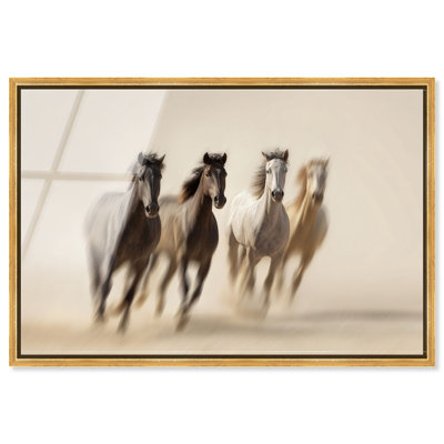«Desert Steeds I», reproduction d'art encadrée, art mural, encadré or, 15 x 10