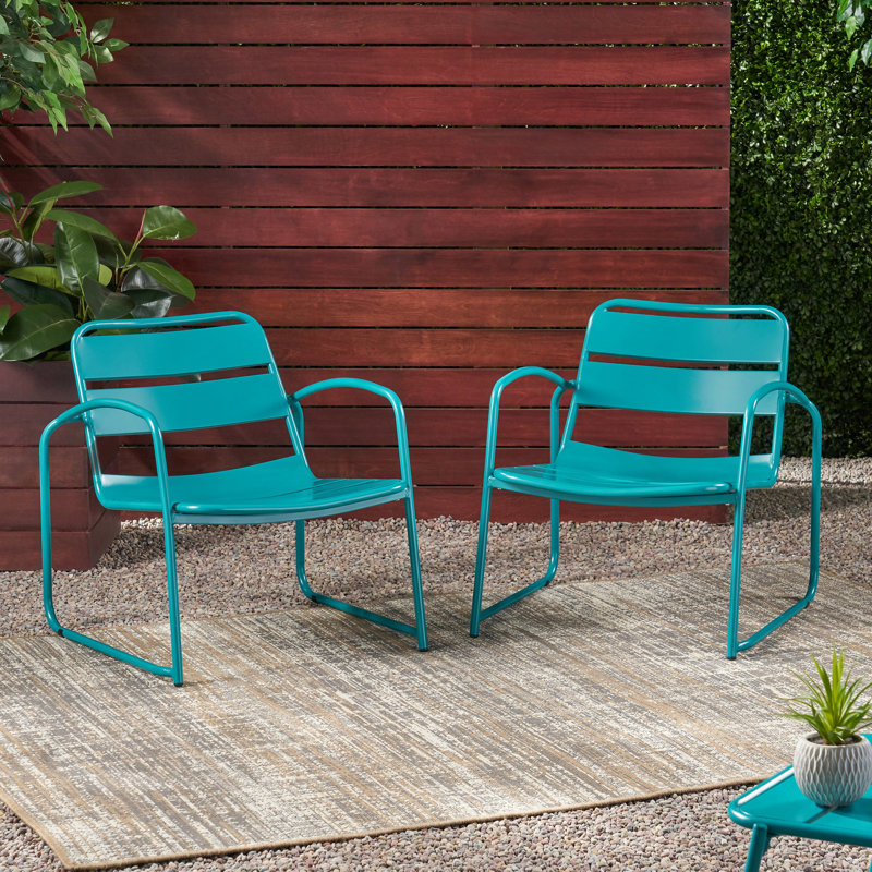 Chair: Teal Iron Backyard Relaxer, 24.58 In. D, 27.44 W, 25.07 H, 14.38 Lb Wt Enjoy Relaxation With Chair, Deep, Wide, High,