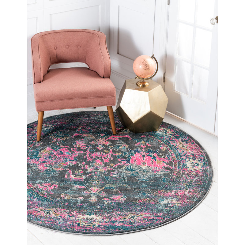 Tapis abstrait gris Sepe, Rond 8 pi