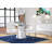 Contemporary White Lacquer Dining Buffet with Polished Silver Steel X-Legs and Storage Drawers-825306883