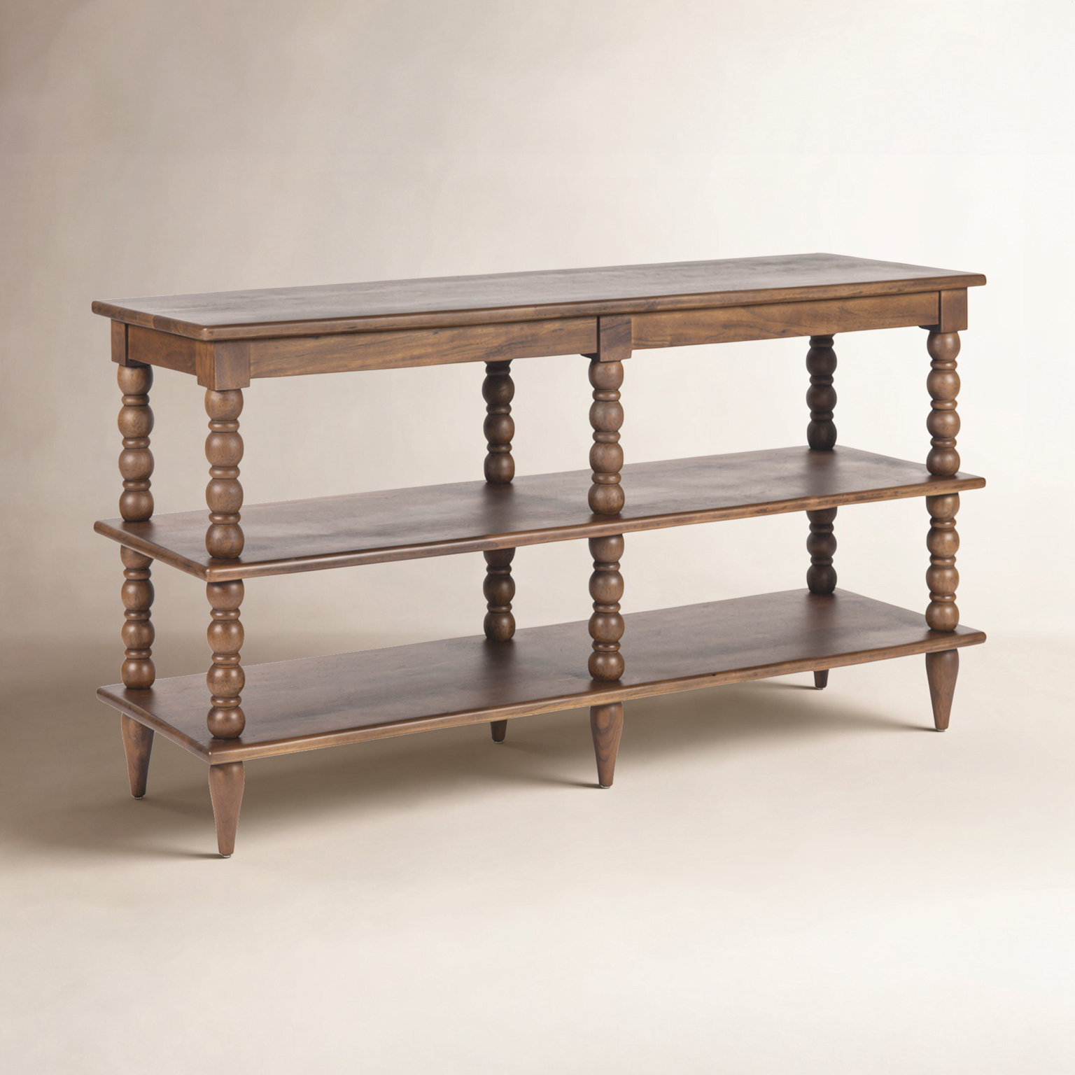 Isabel Spindle Solid Wood Wide Bookcase, Brown