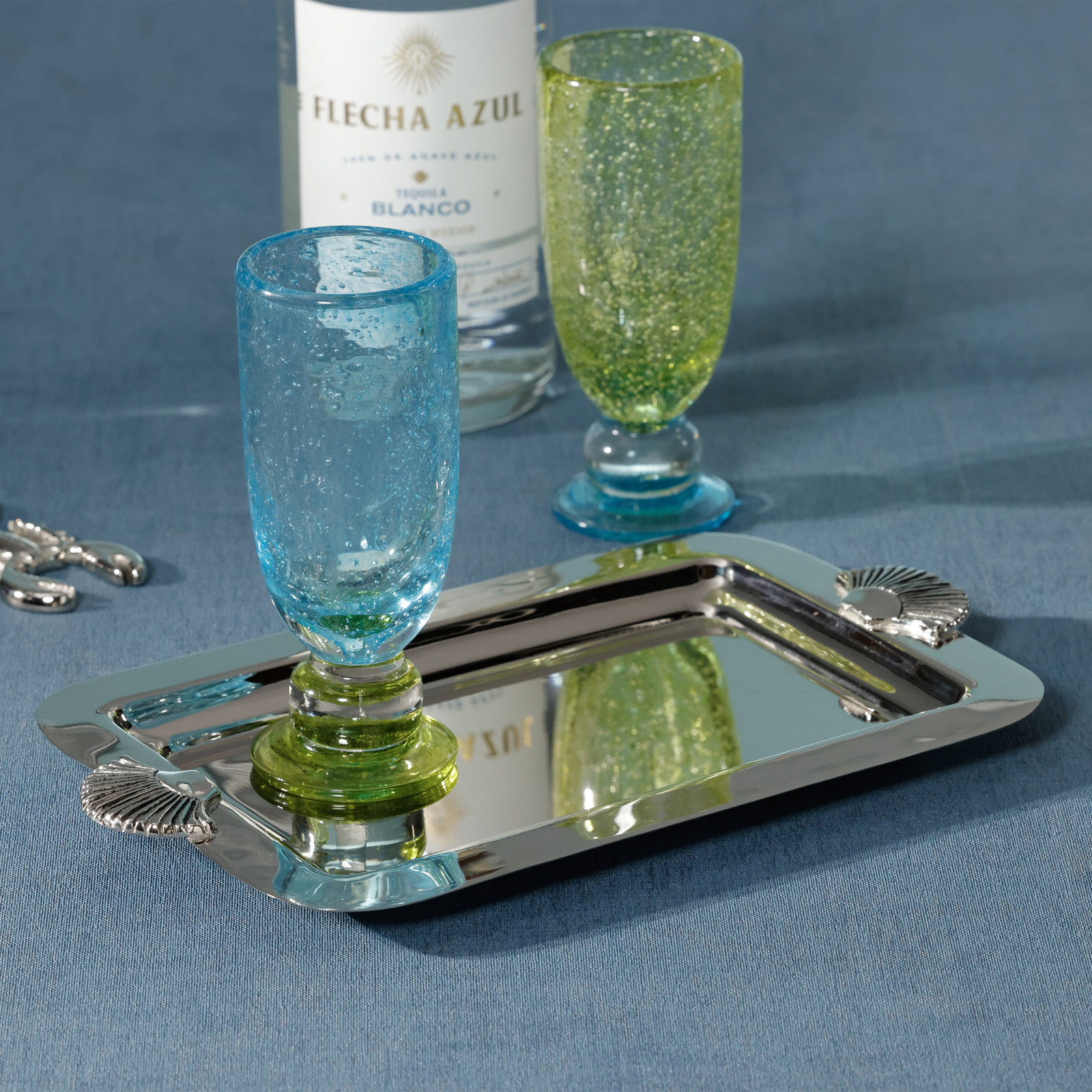 Stainless Steel Shell Serving Tray, Nickel