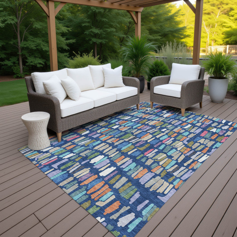 Machine Washable Indoor/Outdoor Karr ACN2377 Stripes Rug, Rectangle 3' x 5'