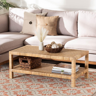 Bali & Pari Belarmina Bohemian Rattan And Rectangle Coffee Table
