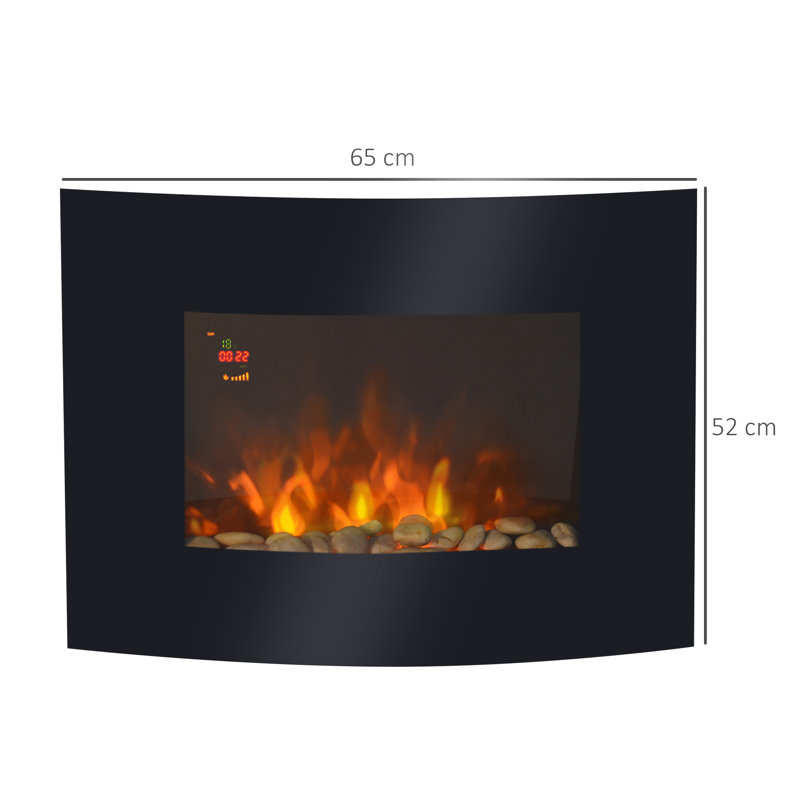 Axel Electric Fireplace Wall Mounted Led Curved Heater, 52cm H x 65cm W x 11.5cm D