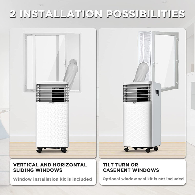 TURBRO 8000 BTU Portable Air Conditioner, Dehumidifier and Fan, 3-in-1 Floor AC, Remote Included