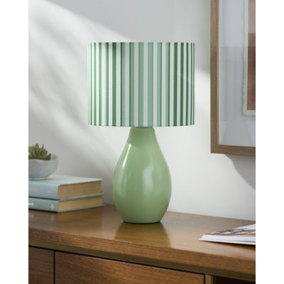 Ceramic Table Lamp with Linen Drum Shade 