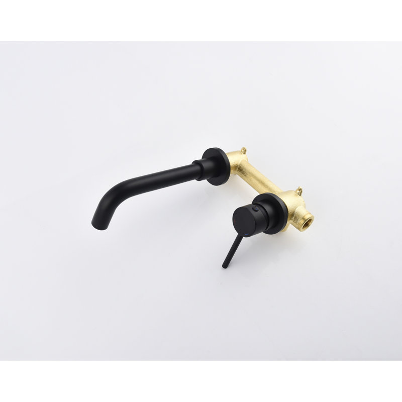 Fixation murale, poignée simple, robinet de lavabo pour la salle de bain, bonde escamotable, sans trop-plein, bec verseur à 360 degrés, chemin d'écoulement d'eau aéré par éclaboussures, arrangement de finition rouille, calendrier d'installation rapide