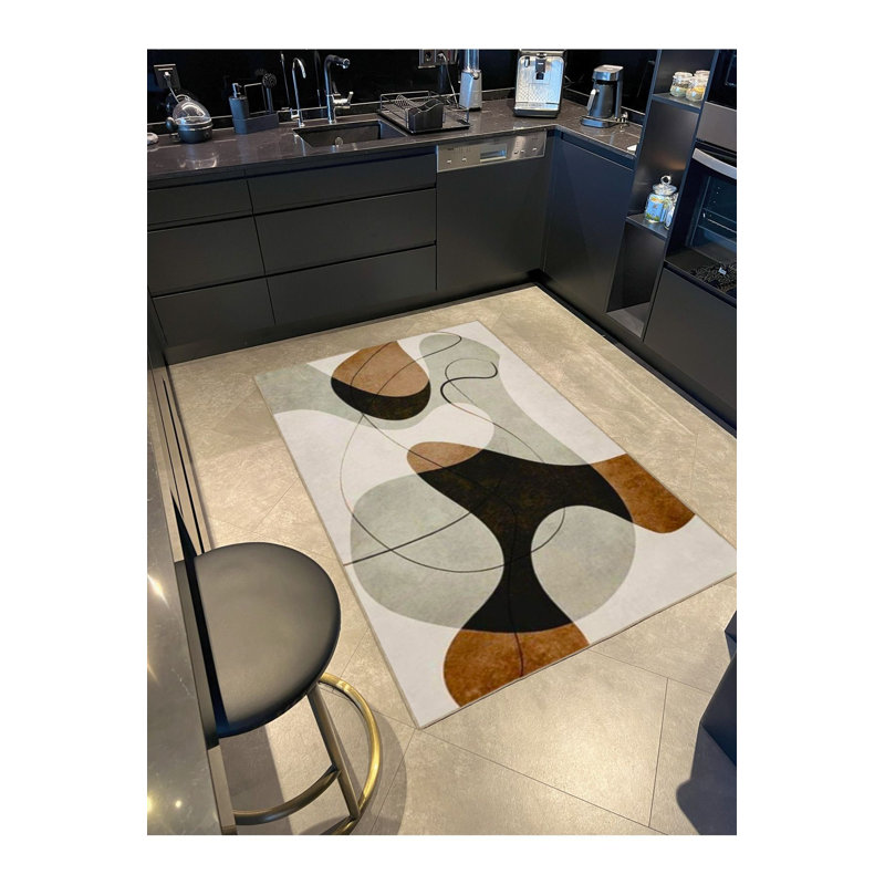 Tapis rond lavable rayé à motifs tissés, Sous-tapis rond 3 pi 11 po inclus