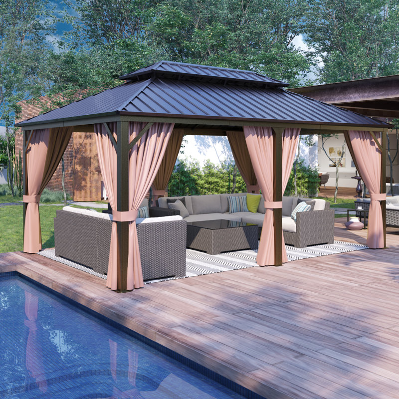 Pavillon de jardin d'extérieur avec cadre en aluminium, 18 pi x 12 pi