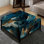 Futuriste furtif noir et bleu - grand repose-pieds carré abstrait