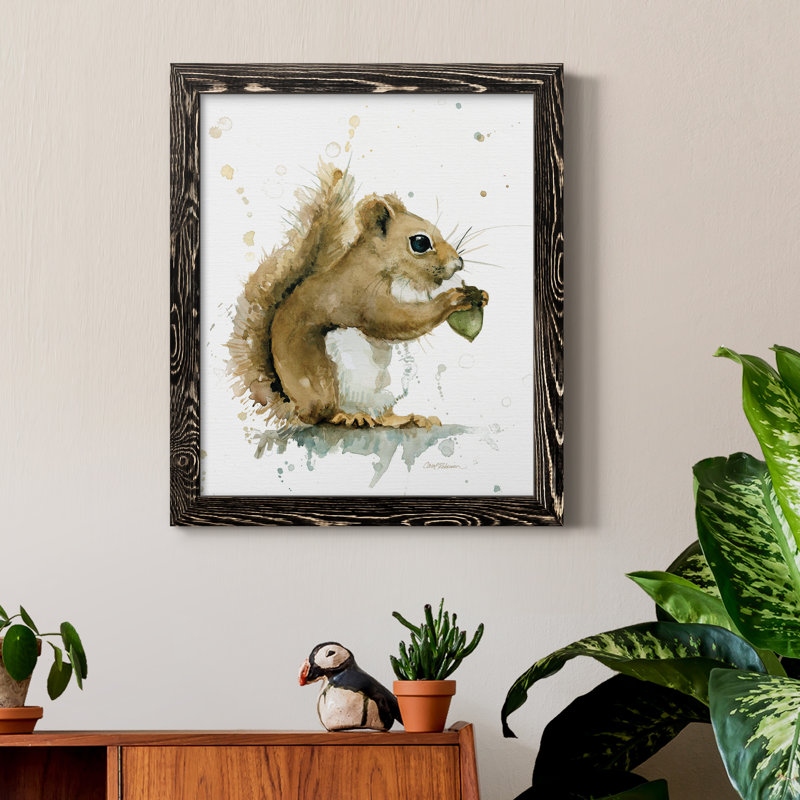 Récolte d'écureuil, peinture sur toile, H 24 po x l 18 po x P 1,5 po, Cadre noir