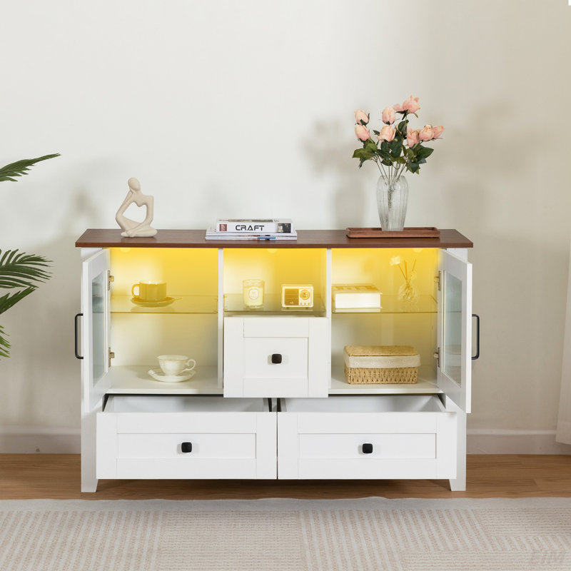 Armoire à tiroirs, armoire de bar, buffet, armoire de rangement, console de service de buffet, porte en verre Changhong, tablette en verre trempé, salle à manger, salon, couloir de cuisine (armoire)