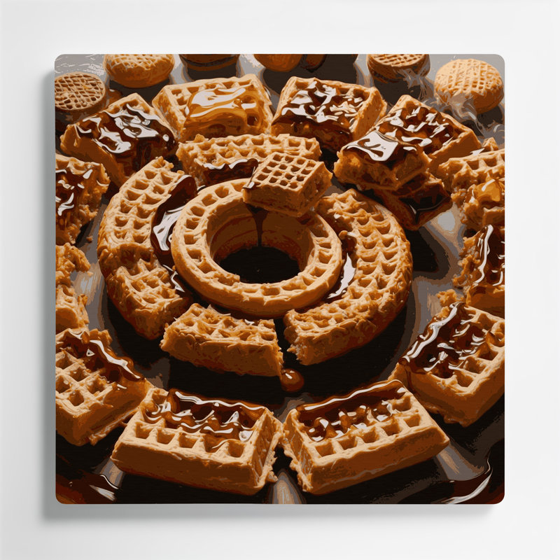 Desserts Stroopwafel, art mural en métal brun, H 12 po x l 12 po