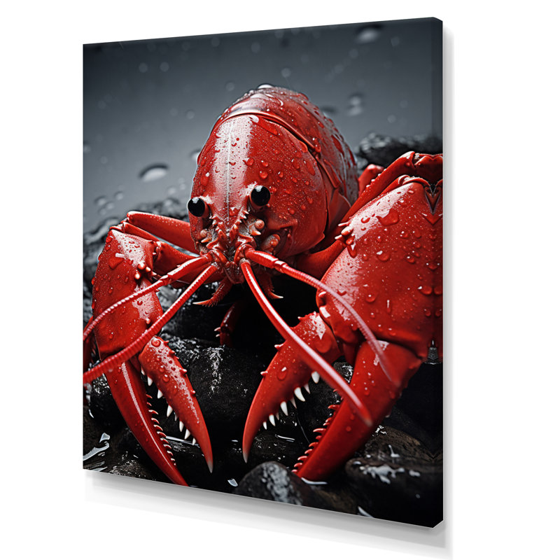 Laurelyn Crayfish Elusive Crayfish sur toile, H 32 po x l 16 po x P 1 po, Toile tendue