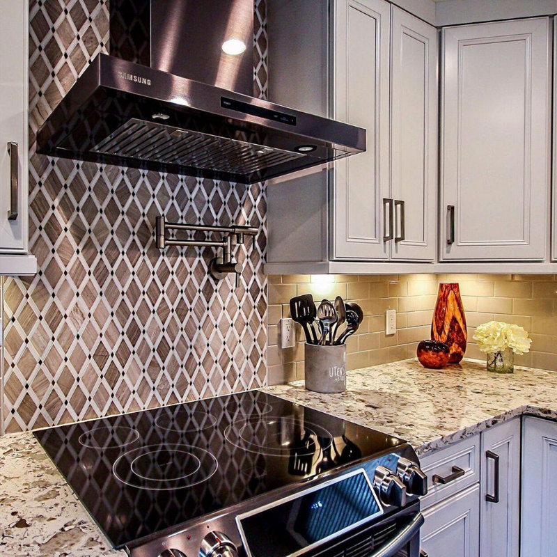 15" X 12" Marble Mosaic Wall Tile, Gray