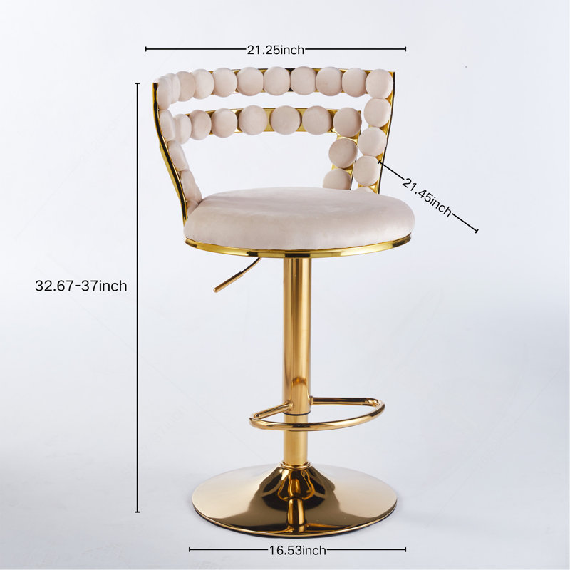 Ensemble de table de bar Modern Gold moderne avec 2 tabourets de bar réglables, table de pub ronde à motif de marbre pour le bar et la cuisine