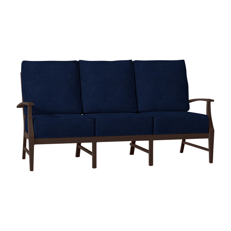 Canapé d'extérieur en fonte Croquet, Welt + Standard Fill, Velours indigo, Acajou