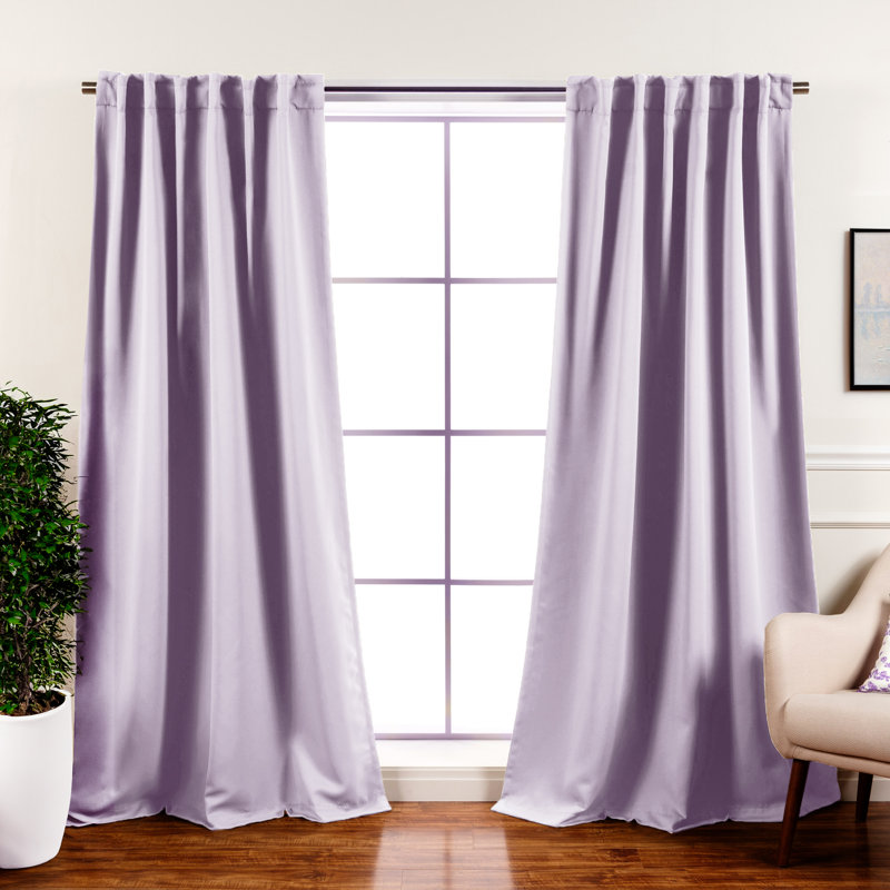Bantam Solid Blackout Thermal Rod Pocket Curtain Panels, Lilac, 52" W x 96" L
