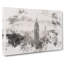 New York Skyline Watercolour - Wrapped Canvas-56662673