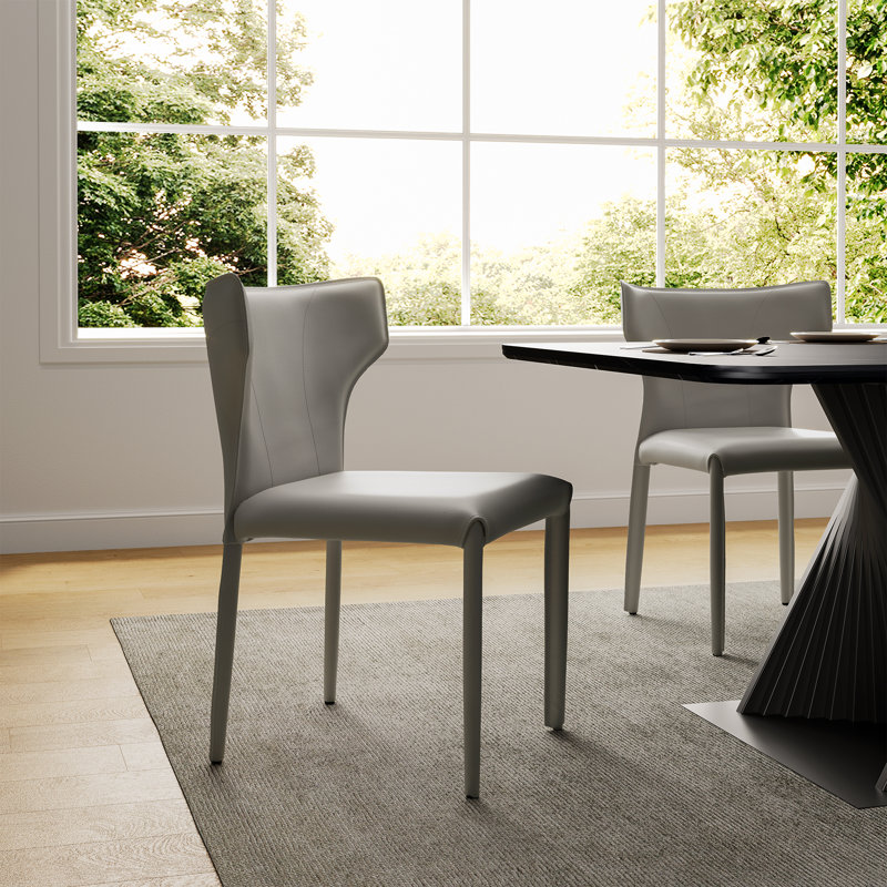 Ensemble de 2 chaises de salle à manger élégantes et simples en cuir gris