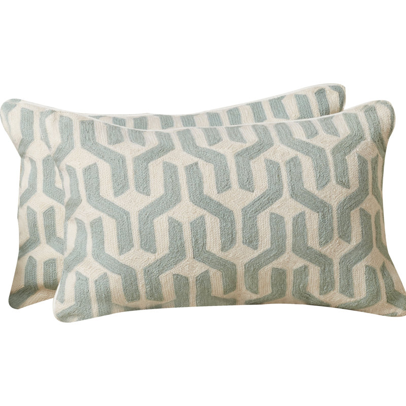 Embroidered Reversible Throw Pillow