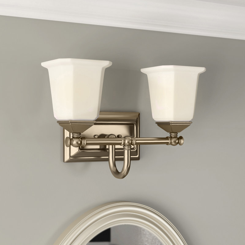 Éclairage de salle de bain à intensité variable à 3 lumières Bima, Opale, Nickel brossé