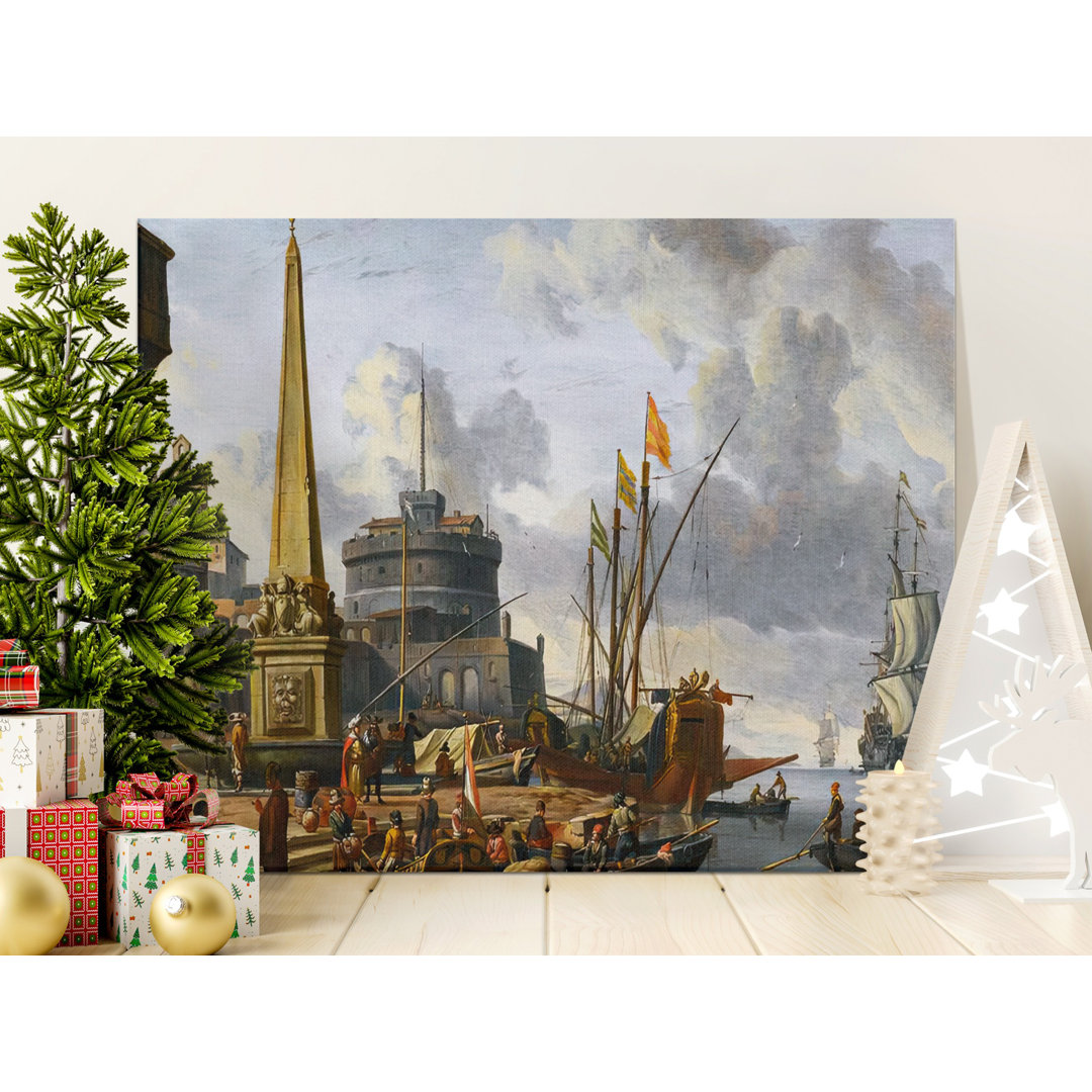 Harbor Scene Canvas Wall Art, Old Sailing Ships Print, Gallery Wrapped Canvas, Ready to Hang, Coastal decor, Archival Quality Art