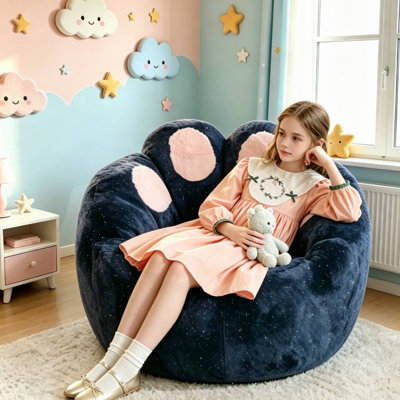 Cat Crew Bean Bag Sofa Couch, Faux Fur Bean Bag Chair with Foam Filled Suitable for Living room,Children  Bedroom