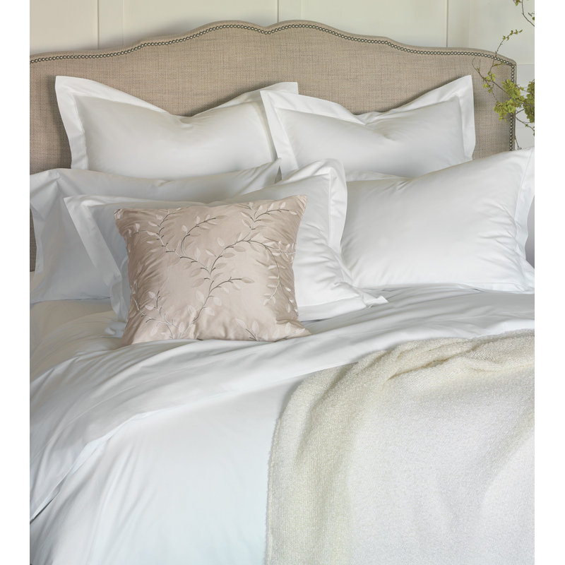 Gianna Luxe Modern & Contemporary Percale Duvet Cover, White, Super King Duvet Cover + 2 King Shams