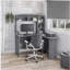 Bureau moderne en forme de L avec bibliothèque, gris