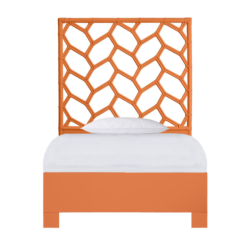 Silas King Platform Bed, Light Blue, Extra-long Twin, Citrus Orange