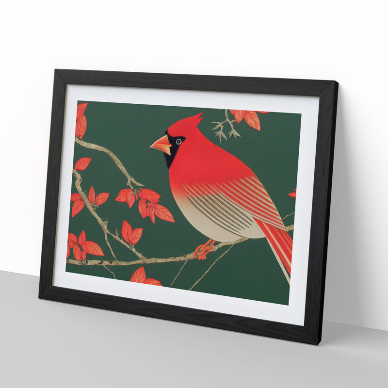 Cardinal Bird Vol.8 - Single Picture Frame Print, Black Framed, 46cm H x 64cm W x 2cm D
