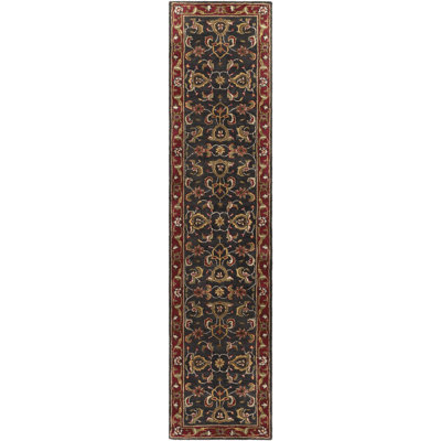 Dvorak Oriental Handmade Tufted Wool Area Rug in Bright Red/Charcoal
