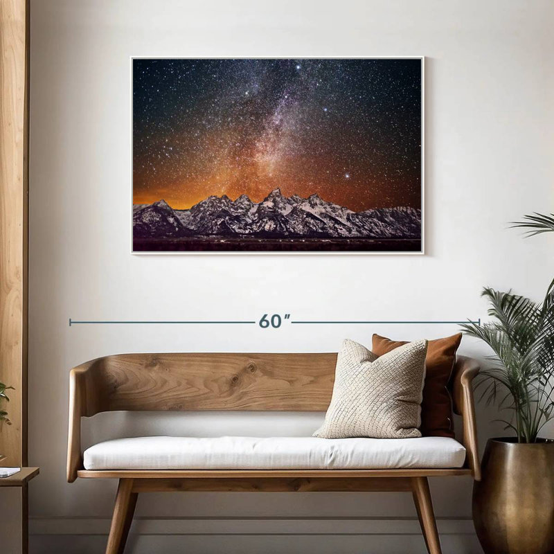 Voie lactée au-dessus de Grand Teton, Cadre flottant blanc, 43 po x 29 po