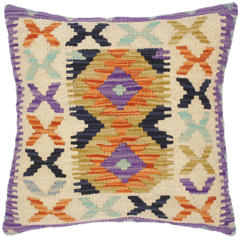 Housse et insert de coussin carré en laine tissé à la main