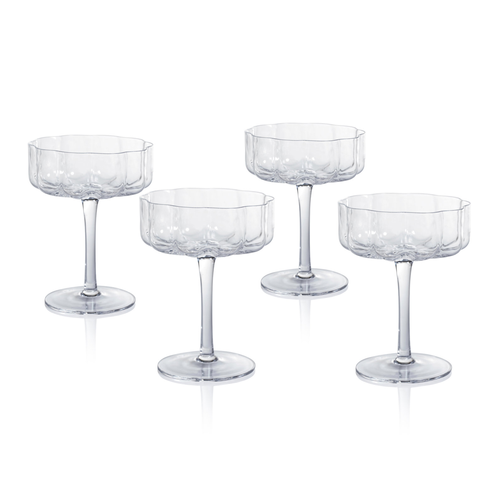 Reinhard 4-Piece Set Handblown Coupe Glasses, Clear